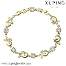 74898 Women metal crystal charm bracelet fashion 14k gold color plated high-end chain bracelet